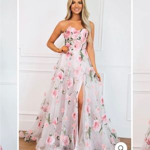 ENCHANTED FLORALS SPARKLY BUSTIER FORMAL DRESS